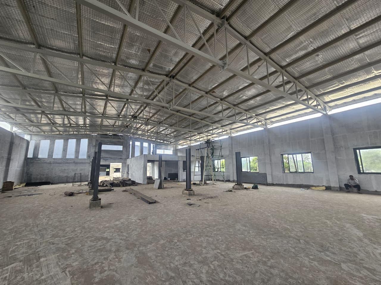 Interior structural works inside an industrial facility